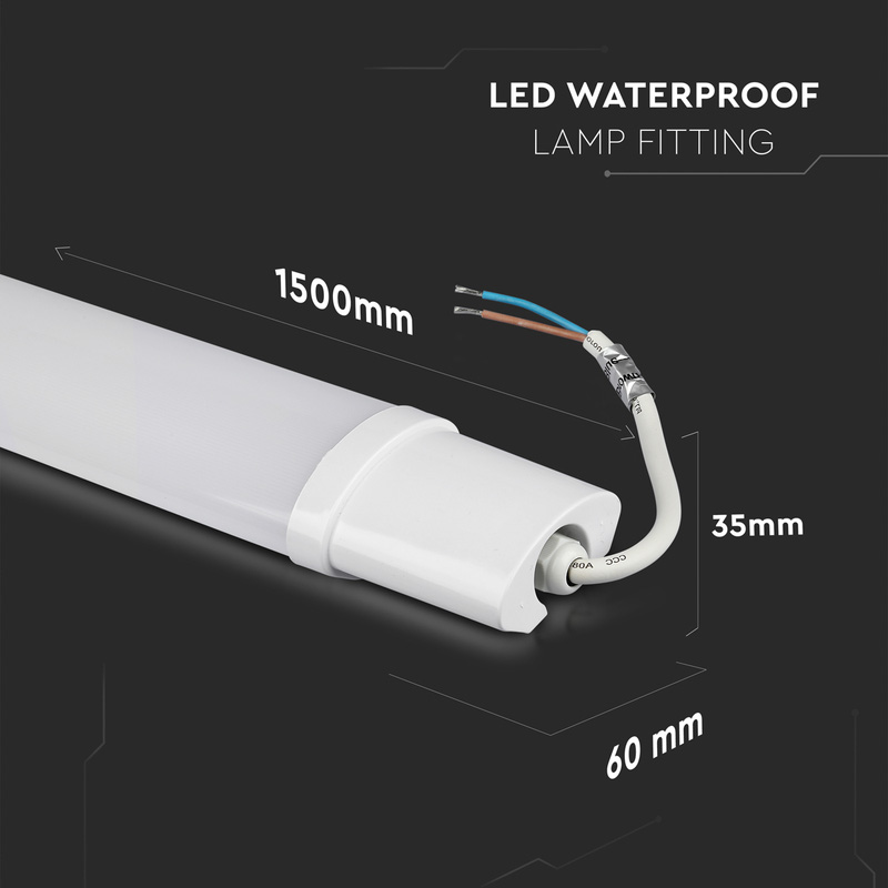V-TAC LED Weatherproof Fitting IP65 6500K 48W 5200lm 1500mm