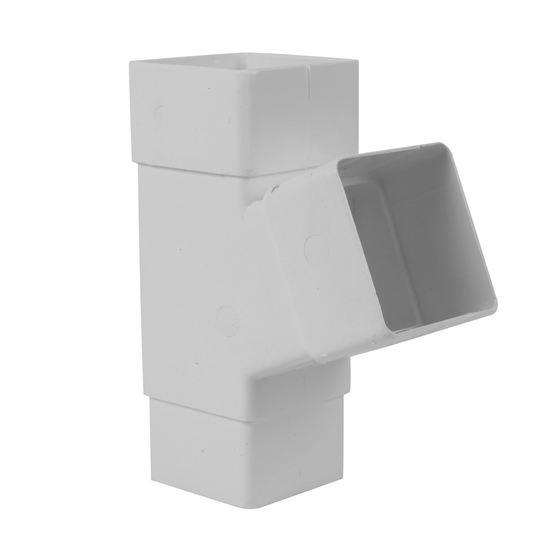 65mm Square Pipe Branch 112.5° White