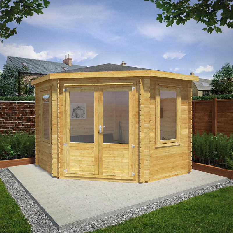 Mercia Corner Cabin - 28mm 3m x 3m Double Glazed