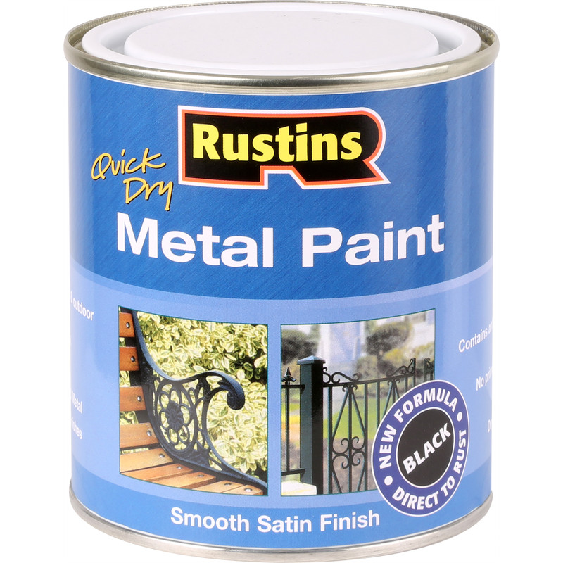 Rustins Quick Dry Metal Paint Smooth Satin 500ml Black