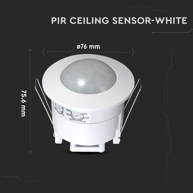 V-TAC PIR Motion Sensor IP20 White 6m Recessed