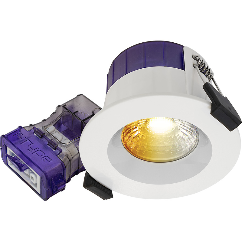 Luceco FType Ultra 1st/2nd Fix Dim2Warm Fire Rated IP65 LED Downlight White 4/6W 460/690lm CCT 3000/4000K Regressed