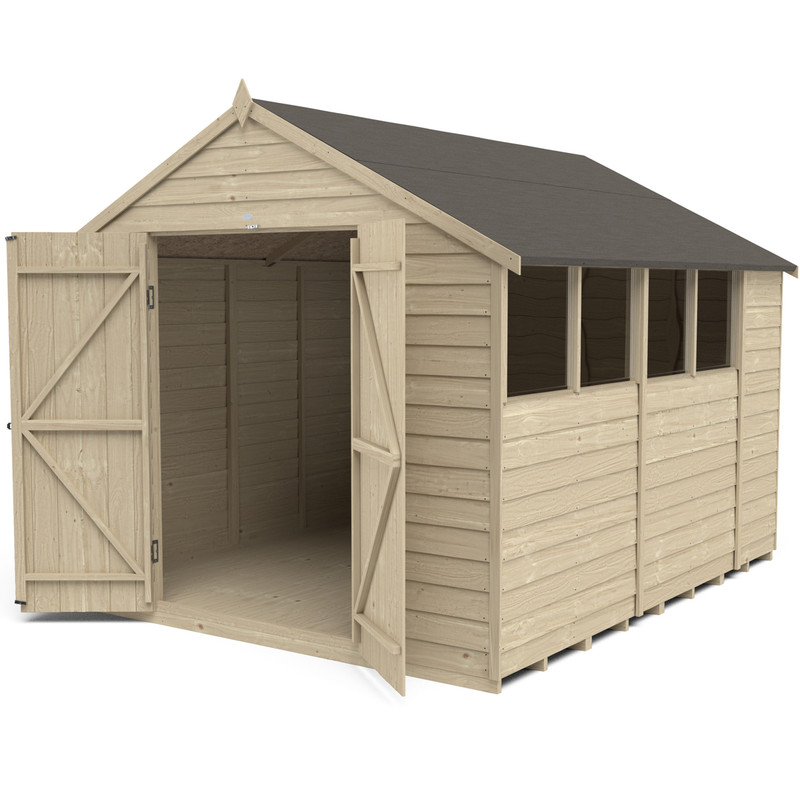 Forest Garden Overlap Pressure Treated Shed - Double Door 10' x 8'