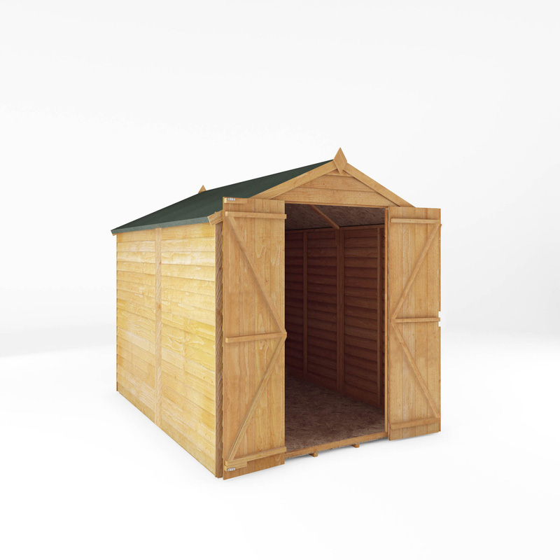 Mercia Overlap Apex Windowless Shed 8' x 6' - Double Door