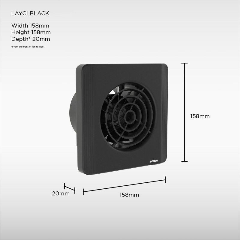 Sensio Layci Wall Ventilation Fan Black 100mm