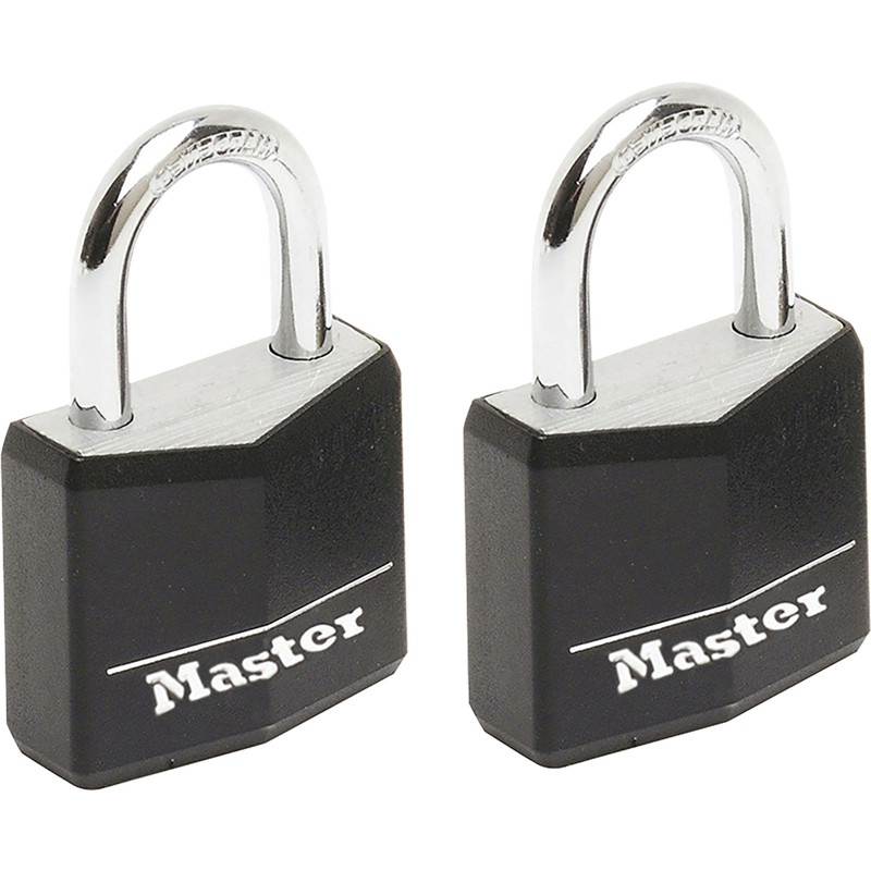 Master Lock Black Covered Aluminium Padlock 20 x 3 x 11mm