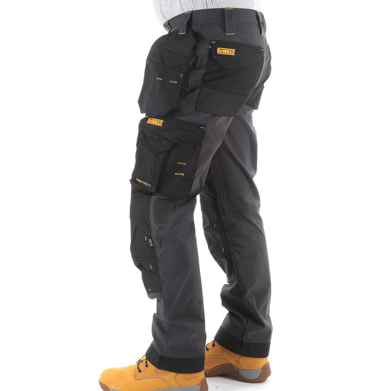 DeWalt Memphis Full Stretch Holster Pocket Trousers Grey/Black 34" R