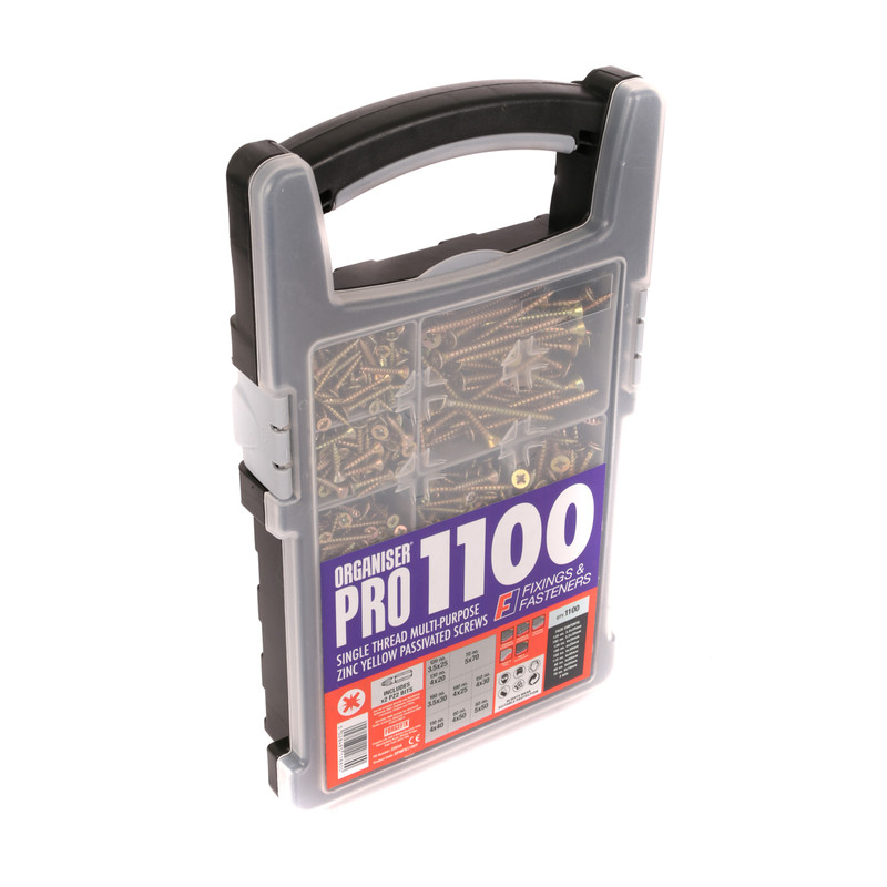 Forgefix Single Thread Countersunk Pozi Screw Organiser Pro Pack Assorted