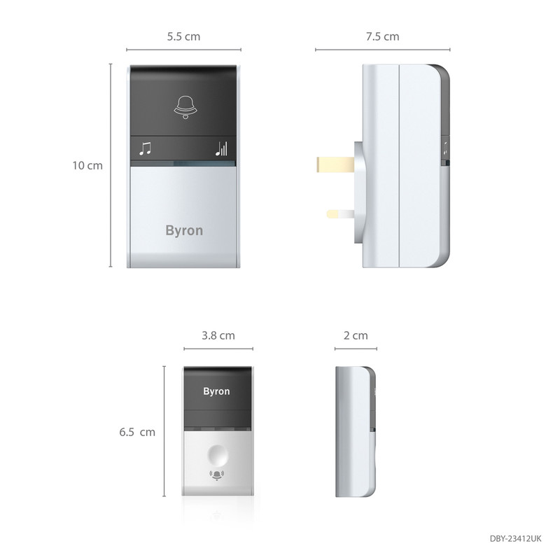 Byron Kinetic Wireless Plug In Doorbell Twin Pack