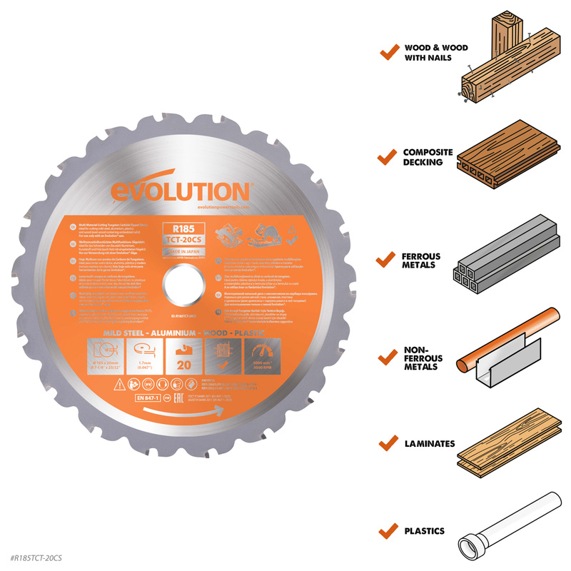 Evolution R185TCT-20CS 185mm Multi-Material Circular Saw Blade