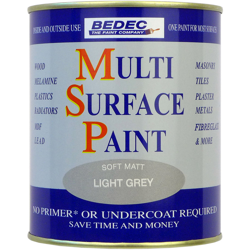 Bedec Multi Surface Paint Matt Light Grey 750ml