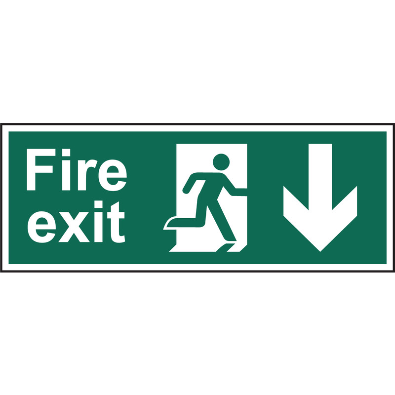 Fire Safety Sign Fire Exit Down 400x150