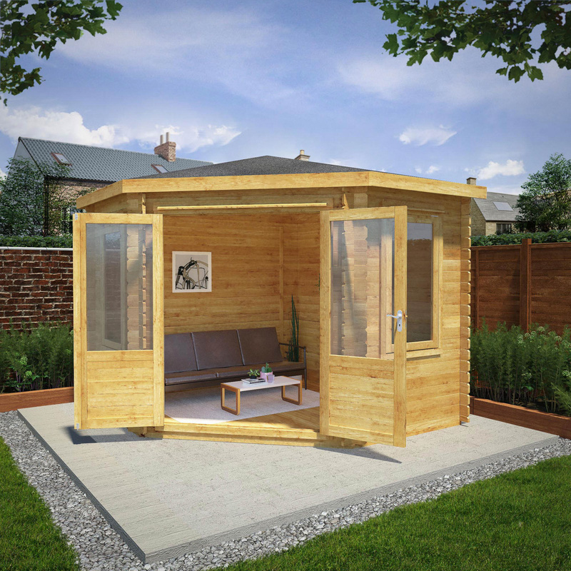 Mercia Corner Cabin - 28mm 3m x 3m Double Glazed