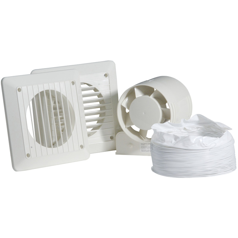 Airvent 100mm In-line Shower Extractor Fan Kit Standard