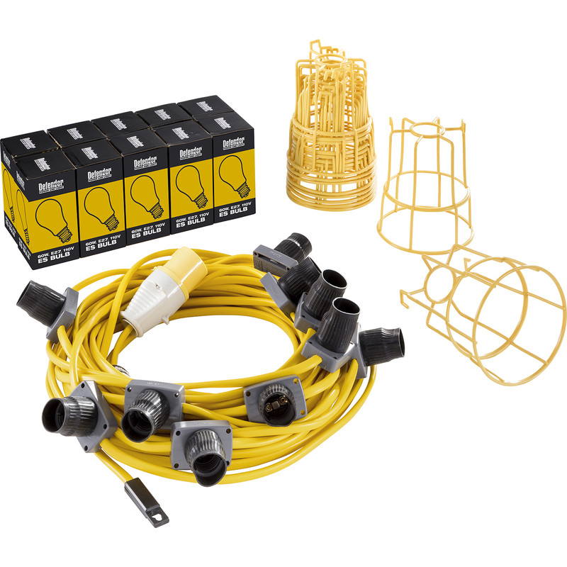 Defender 110V 22m LED Festoon Lighting Set ES 800lm
