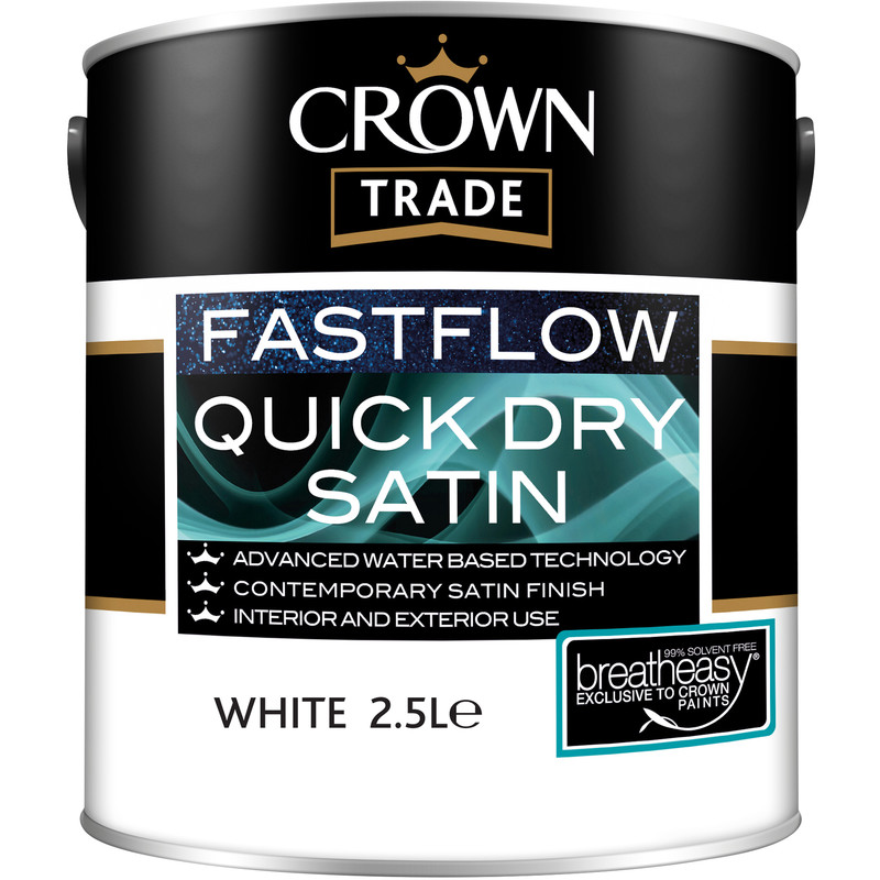 Crown Trade Fastflow Quick Dry Satin Paint 2.5L White