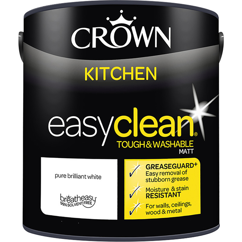 Crown Breatheasy Kitchen Emulsion Paint 2.5L Pure Brilliant White