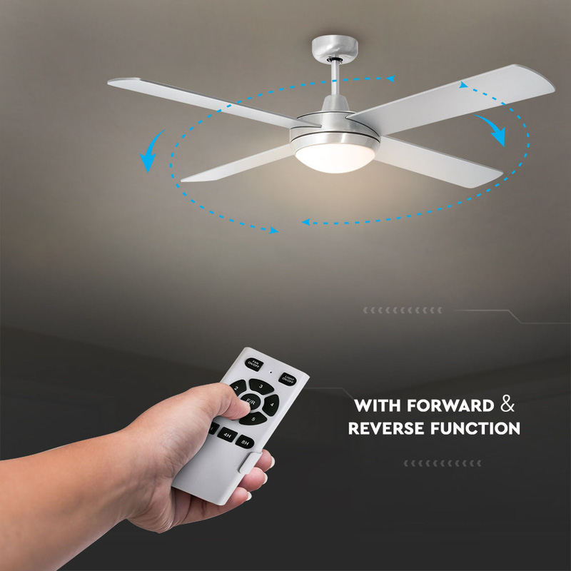 V-TAC LED Decorative Ceiling Fan Light with Remote Control White 35W 2 x E27