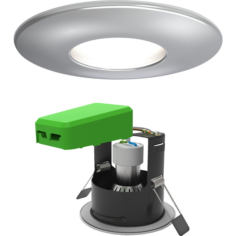 4lite WiZ Connected 4.9W LED Smart WiFi Bluetooth IP65 Fire Rated Downlight Satin Chrome - Warm to Cool White 345lm