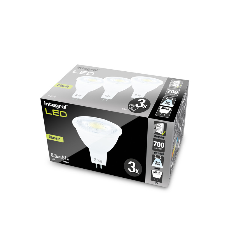Integral LED 12V MR16 GU5.3 Dimmable Lamp 6.1W Cool White 640lm