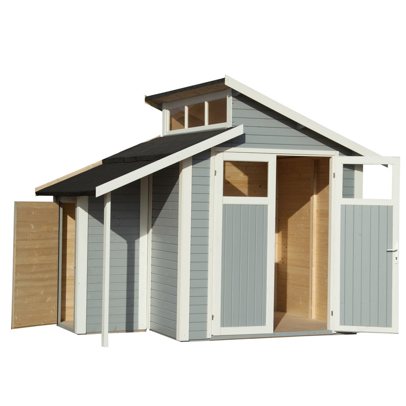 Rowlinson Skylight Shed With Store Painted Light Grey 7' x 10'