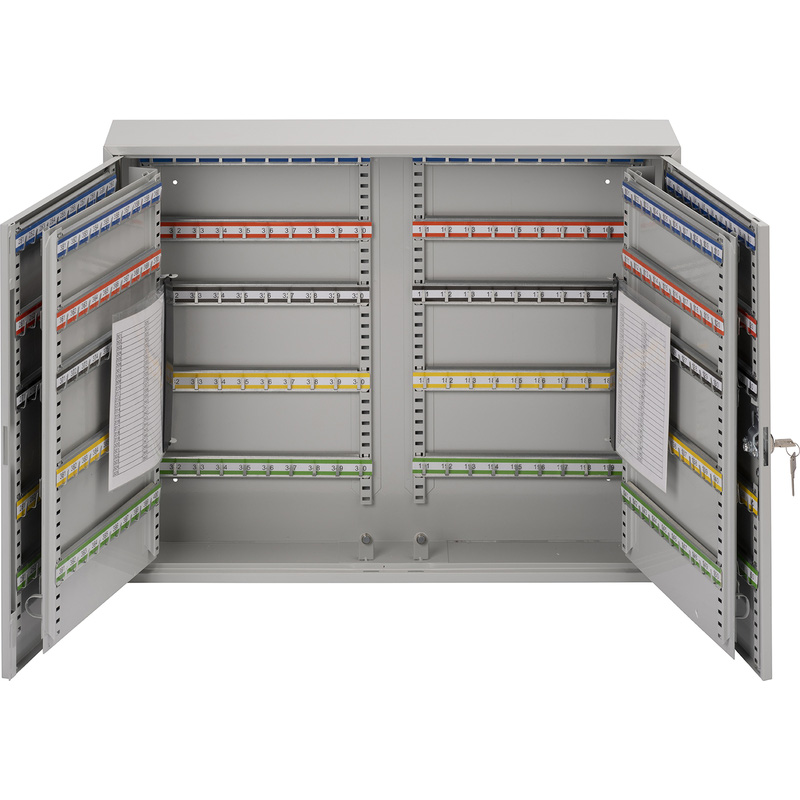 Burg-Wachter Heavy Duty Double Door Key Cabinet Grey 400 Hooks