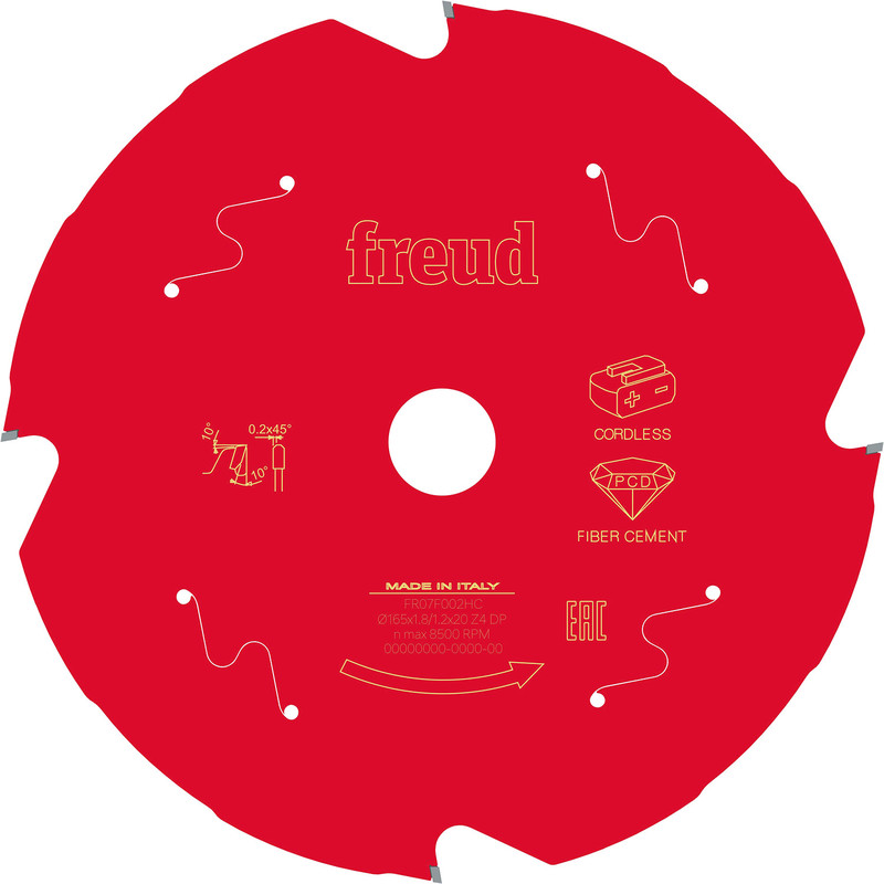 Freud Cordless Fibre Cement Circular Saw Blade 165 x 20 x T4