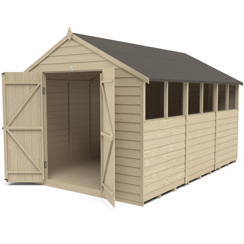 Forest Garden Overlap Pressure Treated Shed - Double Door 12' x 8'