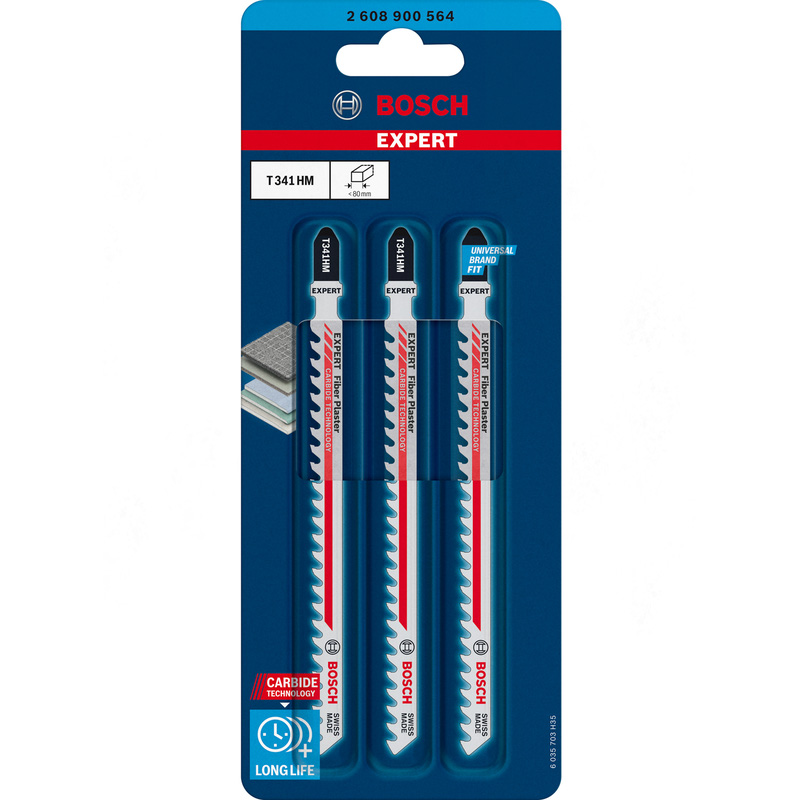 Bosch EXPERT Bayonet Jigsaw Blade T341HM Fibre Plaster 3 Pack
