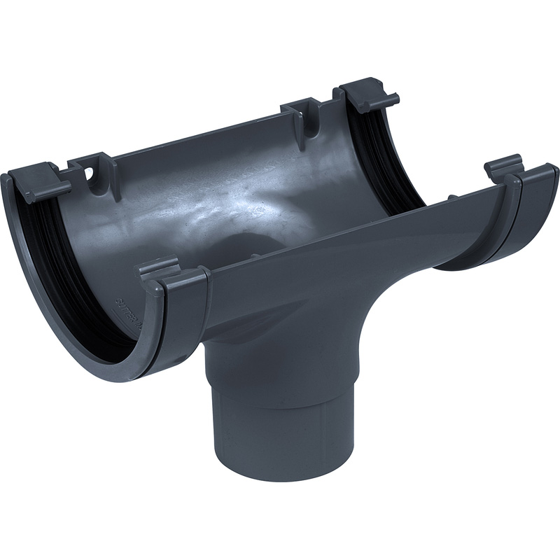 112mm Half Round Running Outlet Anthracite Grey
