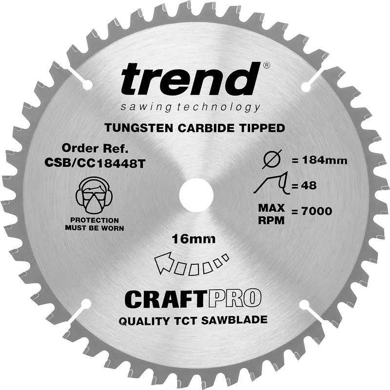Trend Craft Thin Kerf Circular Saw Blade 184 x 48T x 16mm CSB/CC18448T