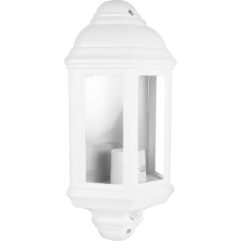60W PIR IP44 Half Lantern White