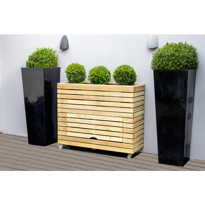 Forest Garden Tall Linear Planter with Wheels 120 x 40 x 97.2cm