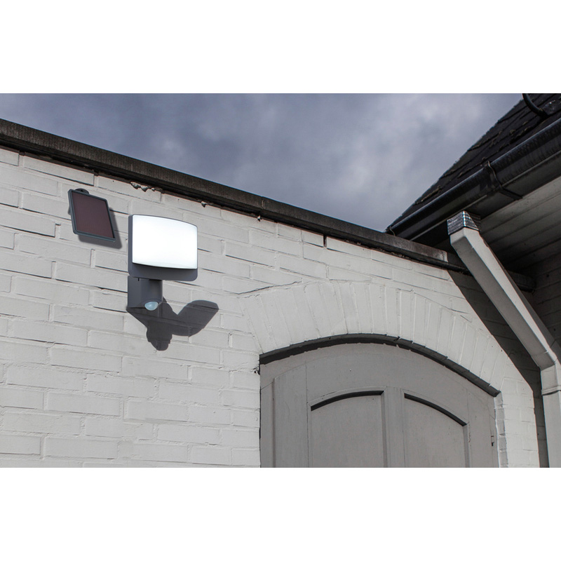 Lutec Sunshine IP54 LED Solar Wall Light 11w 800lm Dark Grey
