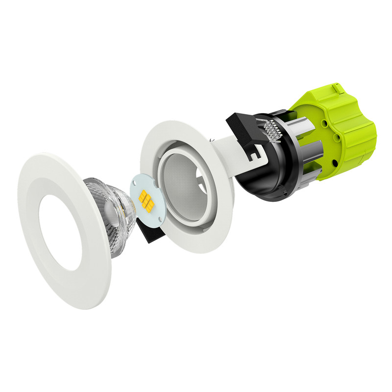 Luceco FType Integrated Dimmable 6W Fire Rated IP65 Downlight Chrome Bezel