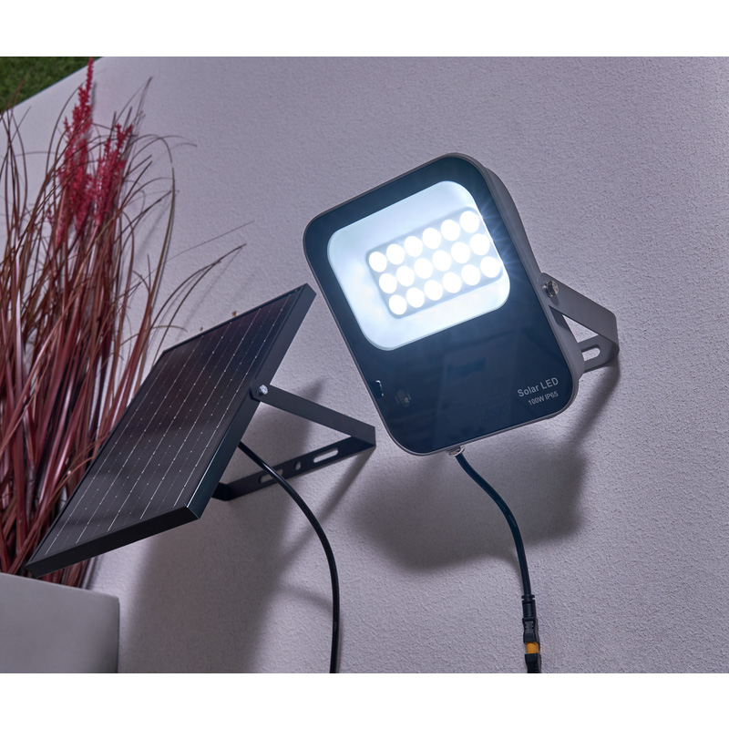 Zink Denby Solar IK10 Floodlight 1000lm IP65 Grey