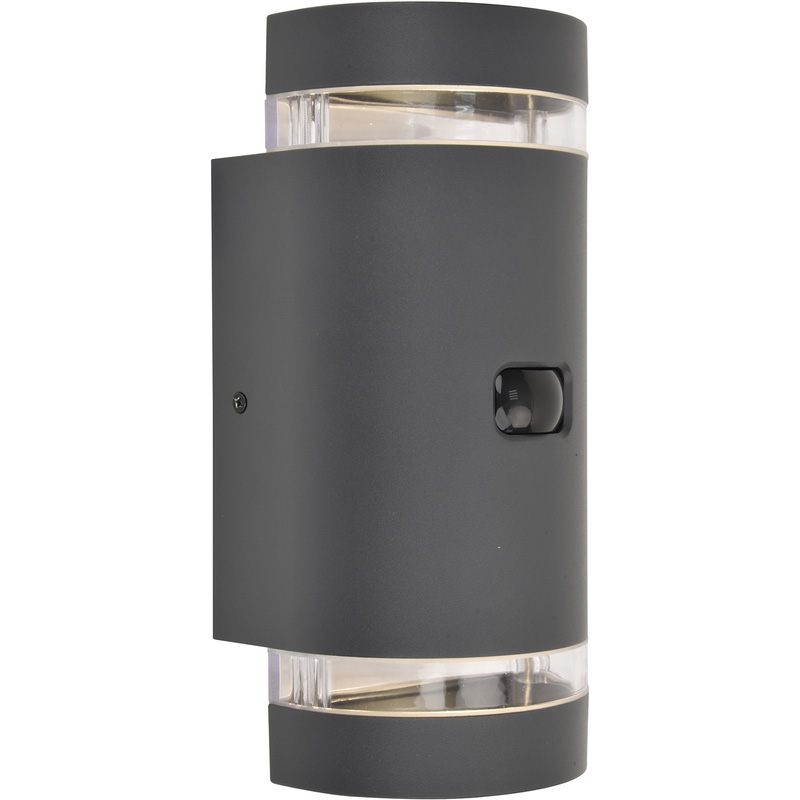 Lutec Focus IP44 Wall Light 2 x GU10 Dark Grey PIR