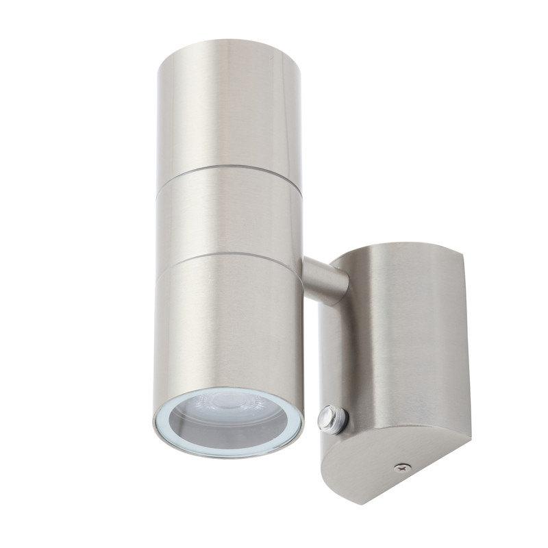 Leto Stainless Steel Up & Down Photocell Wall Light IP44 GU10 2 x 35W Max