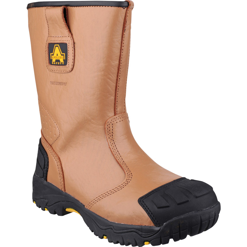 Amblers Safety FS143 Waterproof Pull On Safety Rigger Boots Tan Size 8
