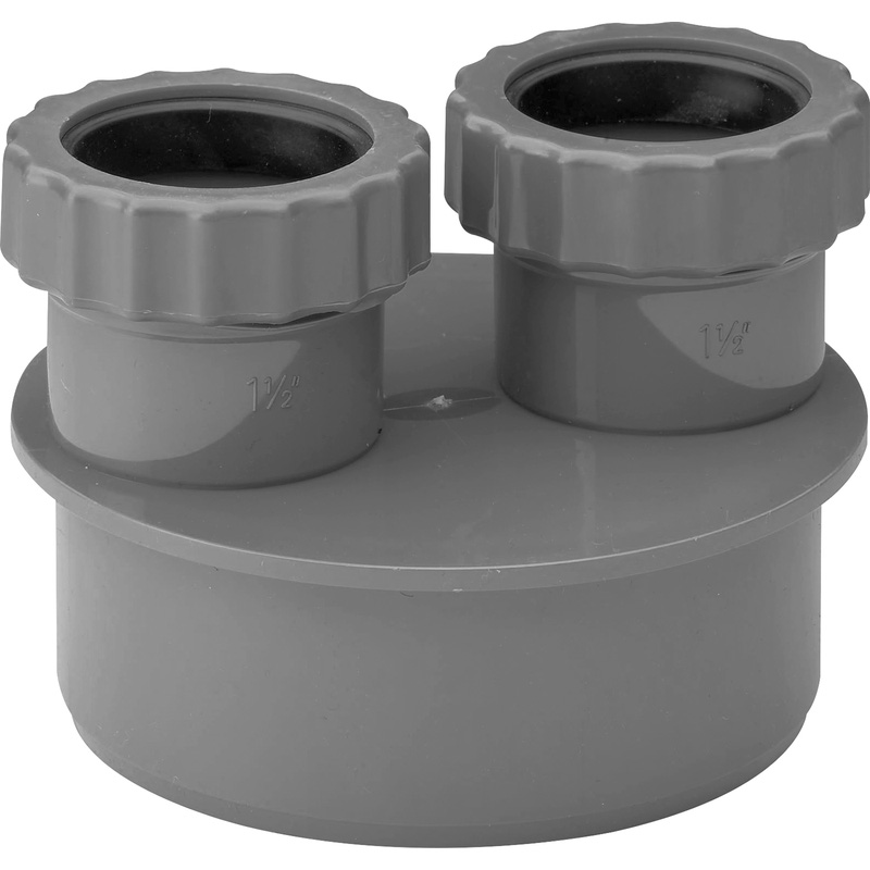Double Waste Adaptor 40/40mm Grey