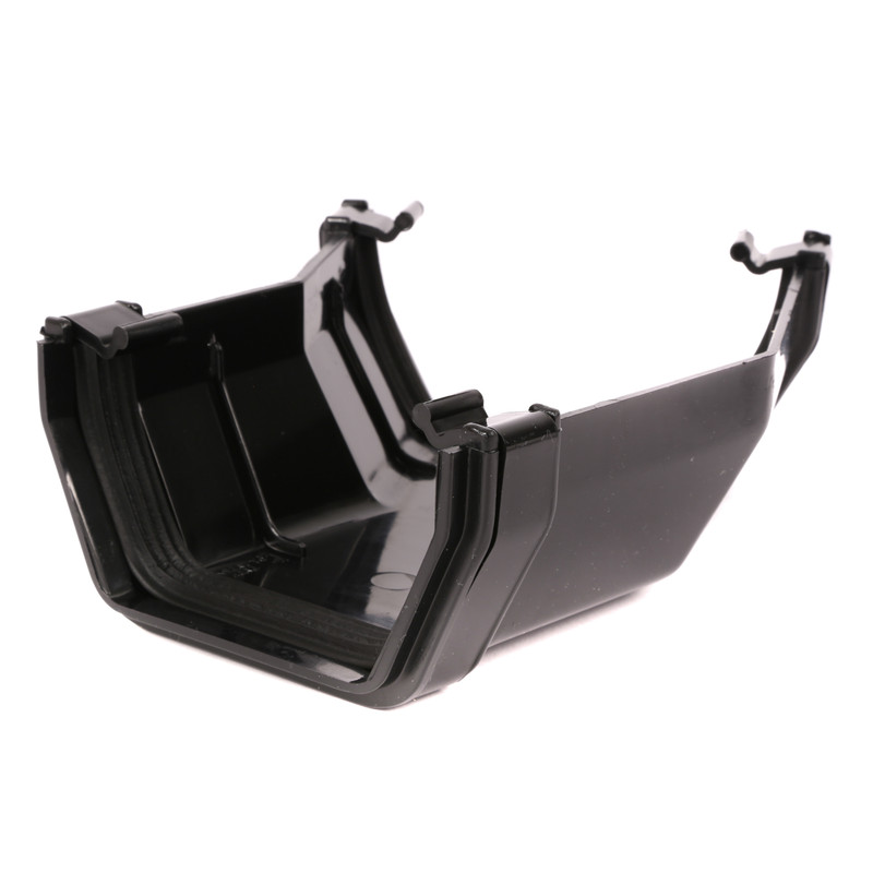 114mm Square Line Gutter Angle 150° Black
