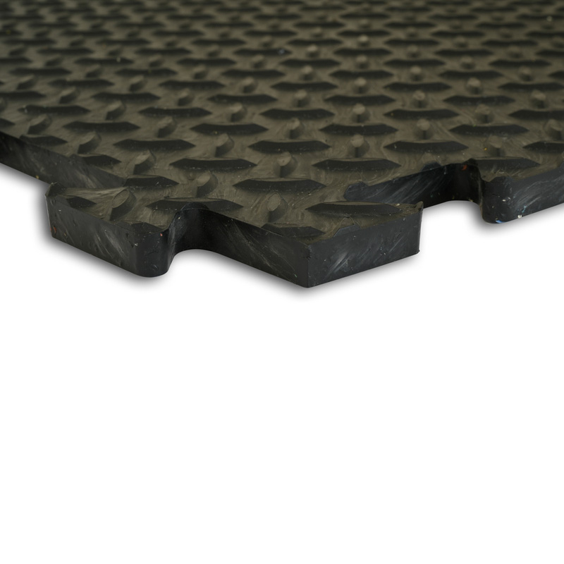 Tuff-Tile Diamond Top Interlocking Floor Tile 50cm x 50cm x 14mm - Black