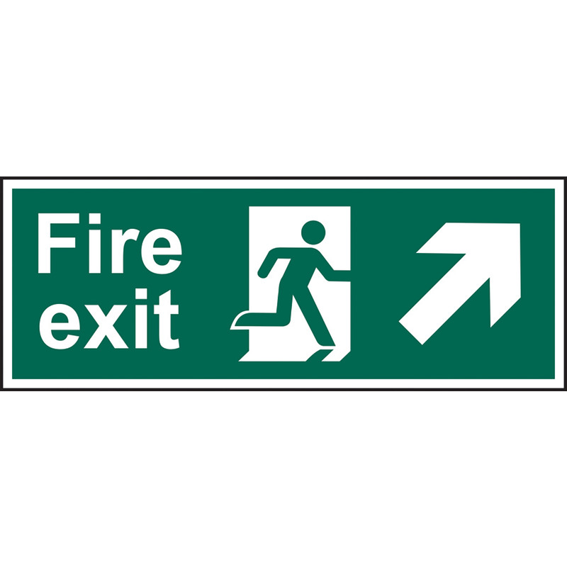 Fire Safety Sign Fire Exit Up/Right 400 x 150