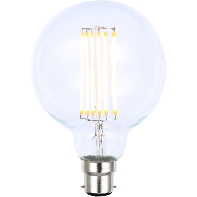 Vintage LED Filament G95 Dimmable Globe Bulb Lamp 6W BC 550lm Clear