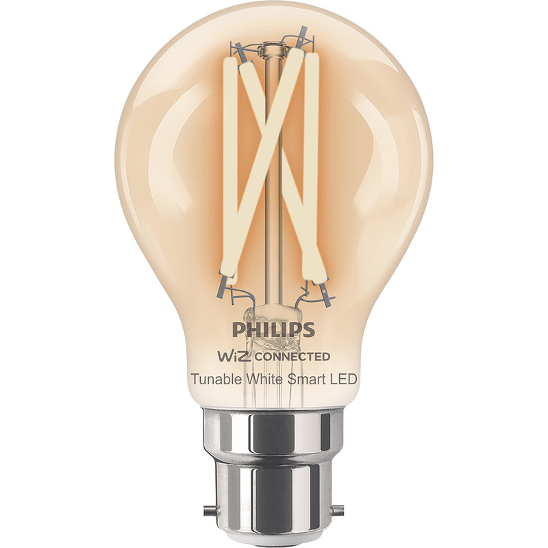 Philips WiZ LED Clear Filament Tunable White Smart Light Bulb A60 B22 60W