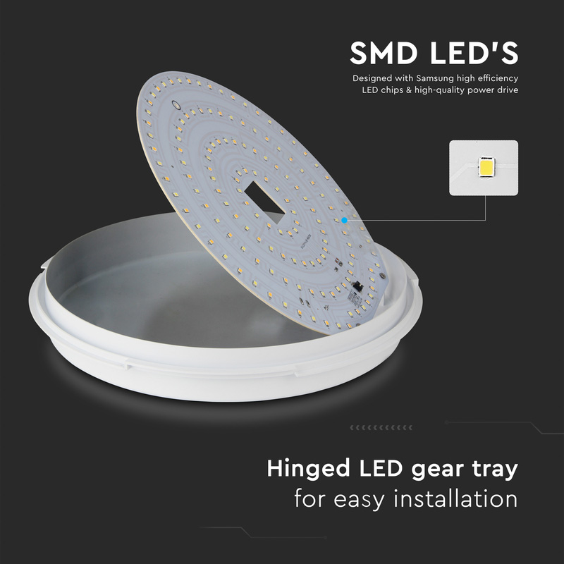 V-TAC 8W/16W/20W LED Sensor Bulkhead with Samsung Chip 3in1 CCT IP65 White 2100lm 3in1 CCT