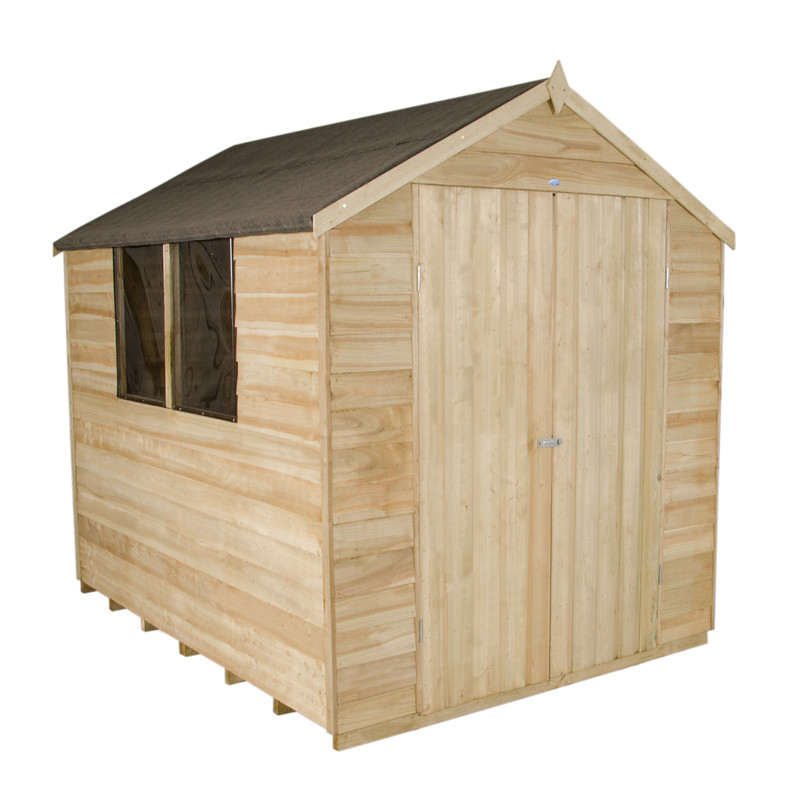 Forest Garden Overlap Pressure Treated Double Door Apex Shed 8' x 6'