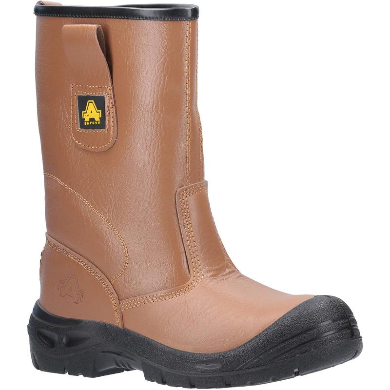Amblers Safety FS142 Water Resistant Pull On Safety Rigger Boots Tan Size 3