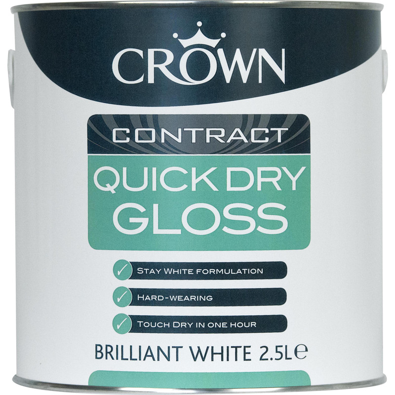 Crown Contract Quick Dry Gloss Paint Brilliant White 2.5L