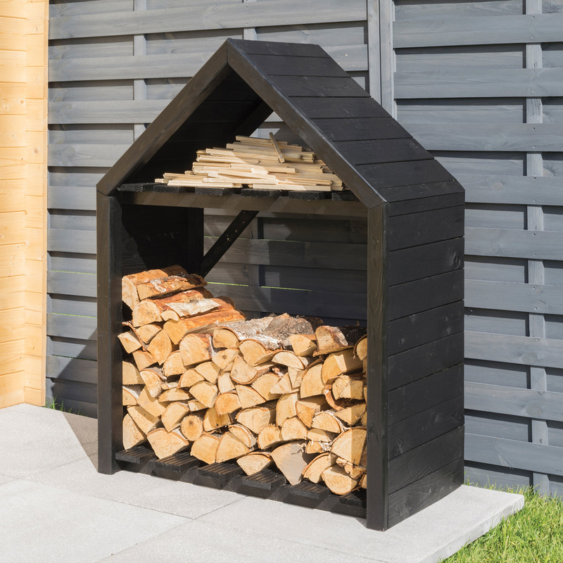 Rowlinson Black Apex Log Store 121cm (h) x 92cm (w) x 35.5cm (d)